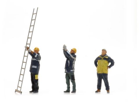 Artitec NS baanwerkers vanaf 1990 met ladder - Kant-en-klaar model uit resin, beschilderd - H0 / 1:87 (AR5870009)