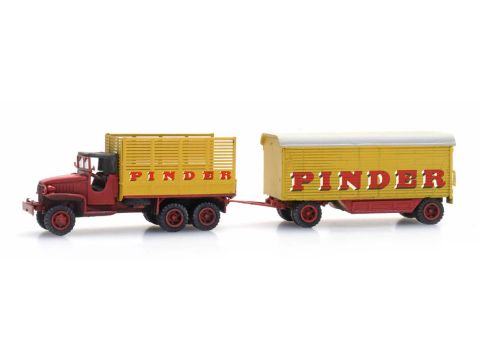 Artitec Pinder Circuswagen + GMC 353 - Kant-en-klaar model uit resin, beschilderd - N / 1:160 (AR316.086)
