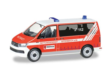 Herpa Volkswagen T6 Malteser Offenbach - rood - H0 / 1:87 (RI093415)