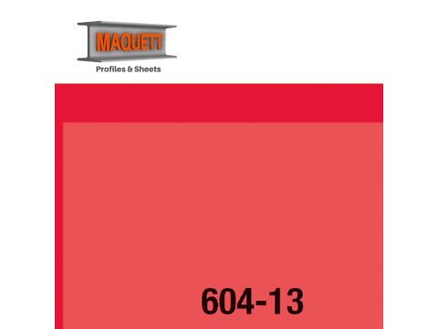 Maquett PVC plaat - Folie - Transparant diep rood - 194x320x0,10mm (604-13)