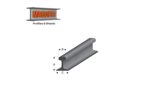 Maquett Styreen profielen - Rail profiel G 1:22,5 - Lengte: 330mm - Wit - 8,60x7,40mm (460-58-3-v)