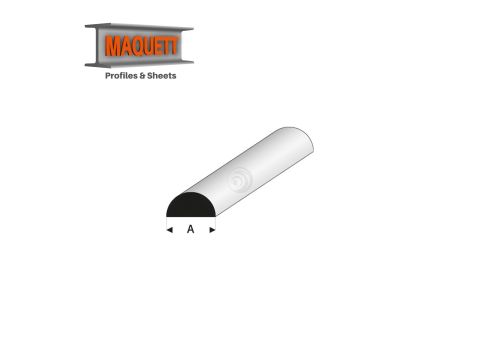 Maquett Styreen profielen - Half ronde staaf - Lengte: 330mm - Wit - 2,5mm/0.10" (401-55-3-v)