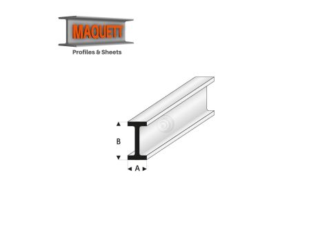 Maquett Styreen profielen - I-Profiel - Lengte: 330mm - Wit - 510mm/0.197x0.394" (414-57-3-v)