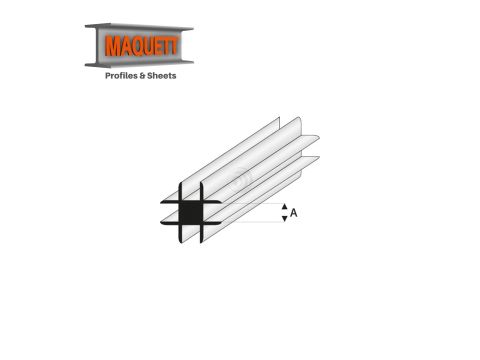 Maquett Styreen profielen - Kruis-verbinding - Lengte: 330mm - Wit - 4,0mm/0.156" (448-55-3-v)