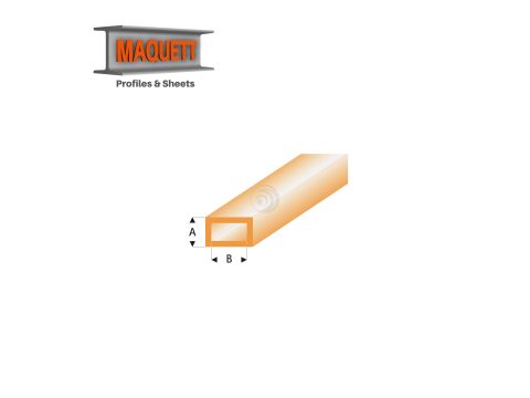 Maquett Styreen profielen - Rechthoekige buis - Lengte: 330mm - Transparant oranje - 2,0x4,0mm/0.08x0.156"  (441-53-3-v)