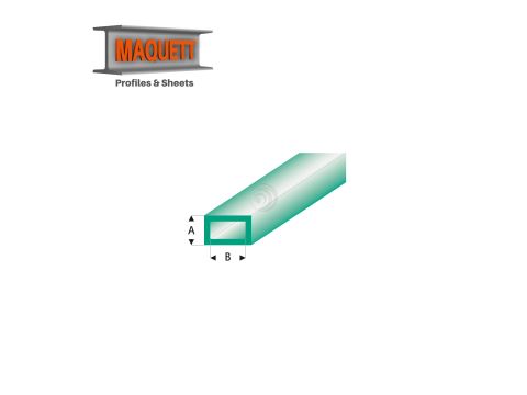 Maquett Styreen profielen - Rechthoekige buis - Lengte: 330mm - Transparant groen - 2,0x4,0mm/0.08x0.156"  (444-53-3-v)