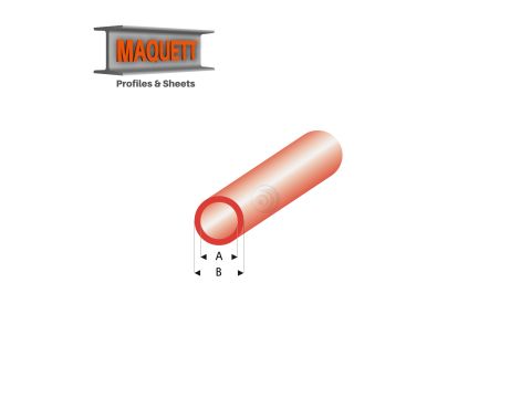 Maquett Styreen profielen - Buis - Lengte: 330mm - Transparant rood - 3,0x4,0mm/0.118x0.156" (426-55-3-v)