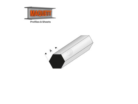 Maquett Styreen profielen - Zeskant - Lengte: 330mm - Wit - 3,0mm / 0.118" (406-52-3-v)