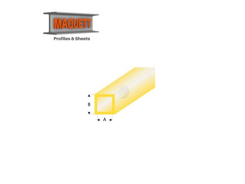 Maquett Styreen profielen - Vierkante buis - Lengte: 330mm - Transparant geel - 2,0x3,0mm/0.080x0.118" (432-53-3-v)