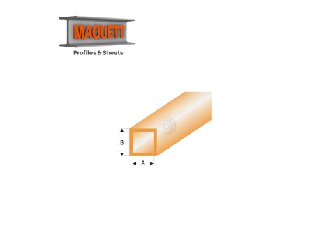Maquett Styreen profielen - Vierkante buis - Lengte: 330mm - Transparant oranje - 3,0x4,0mm/0.156x0.197" (433-55-3-v)