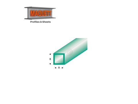 Maquett Styreen profielen - Vierkante buis - Lengte: 330mm - Transparant groen - 3,0x4,0mm/0.118x0.156" (436-55-3-v)