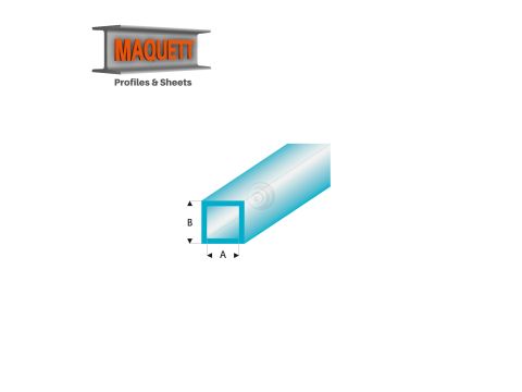 Maquett Styreen profielen - Vierkante buis - Lengte: 330mm - Transparant blauw - 3,0x4,0mm/0.118x0.156" (437-55-3-v)