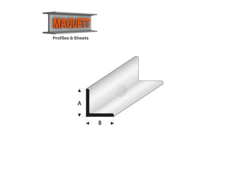 Maquett Styreen profielen - Hoekprofiel gelijkzijdig A=B - Lengte: 330mm - Wit - 8,0x8,0mm/0.312x0.312" (416-61-3-v)