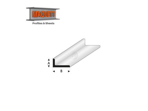 Maquett Styreen profielen - Hoekprofiel ongelijkzijdig A=0,5B - Lengte: 330mm - Wit - 6x12mm/0.236x0.472" (417-59-3-v)