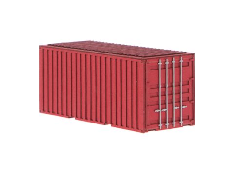 Unique Laser-Cut Bouwpakket - 20ft Container - rood - L: 70mm x B: 28mm x H: 30mm - H0 / 1:87 (10-0004-04F)