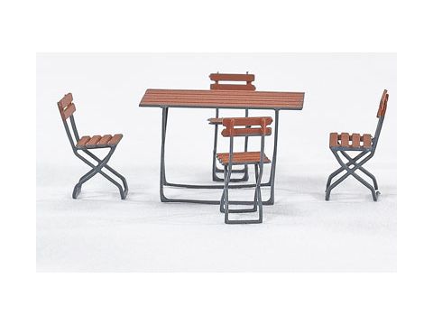 Weinert Modellbau Grote restaurant klaptafel met 4 klapstoelen - H0 / 1:87 (32101)