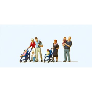 Preiser Ouders met kinderen en kinderwagen - H0 / 1:87 (PR10494)