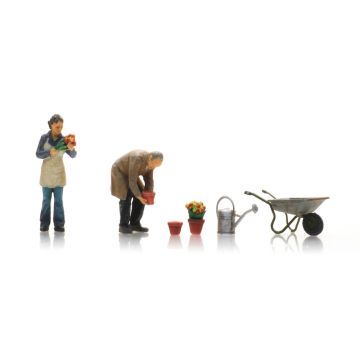 Artitec Bloemisten met tuingereedschap - Kant-en-klaar model uit resin, beschilderd - H0 / 1:87 (AR5870015)