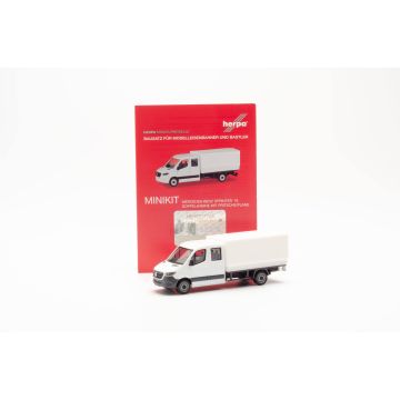 Herpa Mercedes Benz Sprinter D.k. + Prit./Plane, wit (Minikit) - H0 / 1:87 (H013499)