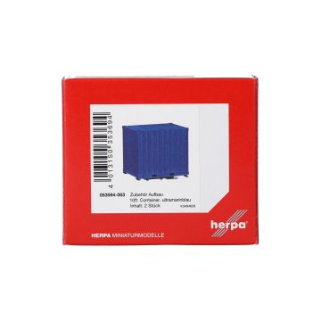 Herpa 10ft container + drager, blauw (2 st.) - H0 / 1:87 (H053594-003)