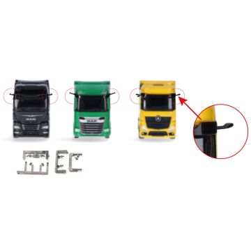 Herpa MB Actros L, MAN TGX, DAF XG/XG+ spiegel-camera (3x 5 st.) - H0 / 1:87 (H054447)