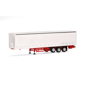Herpa Gordijntrailer met zijwanden, wit/rood - H0 / 1:87 (H076944-002)