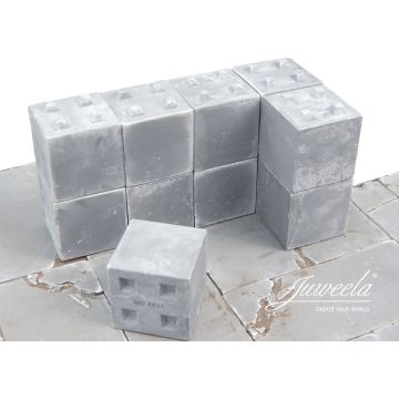 Juweela BETONBLOKKEN MET NOPPEN 8  - GRIJS - 2.50 x 2.50 x 2.50 cm - 1:32 / 1:35 (JW23431)