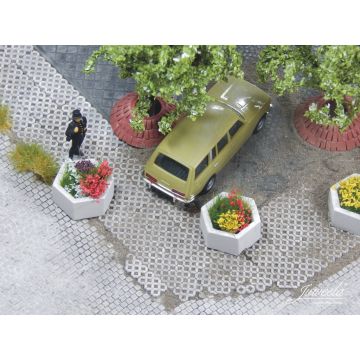 Juweela Zeshoekige betonnen plantenbak - 10x - H0 / 1:87 (JW28255)