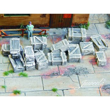 Juweela Oude houten kisten - Donker - 16x - H0 / 1:87 (JW28305)