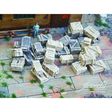 Juweela Oude houten kisten - licht en donker - 16x + 16x - H0 / 1:87 (JW28307)