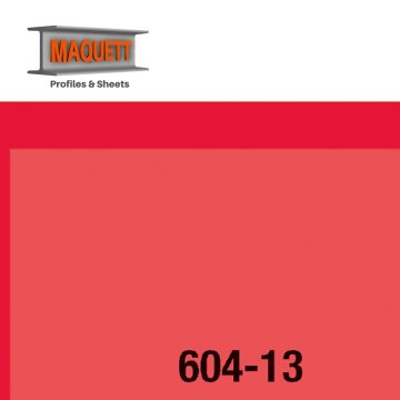 Maquett PVC plaat - Folie - Transparant diep rood - 194x320x0,10mm (604-13)