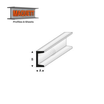 Maquett Styreen profielen - C-Profiel - Lengte: 330mm - Wit - 2,55,0mm/0.10x0.197"  (412-56-3-v)