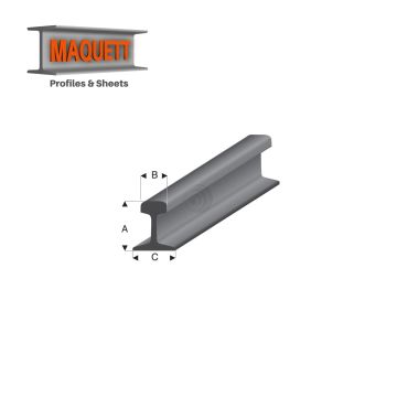 Maquett Styreen profielen - Rail profiel G 1:22,5 - Lengte: 330mm - Wit - 8,60x7,40mm (460-58-3-v)