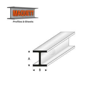 Maquett Styreen profielen - H-Profiel - Lengte: 330mm - Wit - 10x10mm/0.394x0.394mm (415-63-3-v)