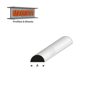 Maquett Styreen profielen - Half ronde staaf - Lengte: 330mm - Wit - 2,0mm/0.08" (401-54-3-v)