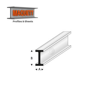 Maquett Styreen profielen - I-Profiel - Lengte: 330mm - Wit - 7x14mm/0.2750.550" (414-59-3-v)
