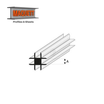 Maquett Styreen profielen - Kruis-verbinding - Lengte: 330mm - Wit - 4,0mm/0.156" (448-55-3-v)