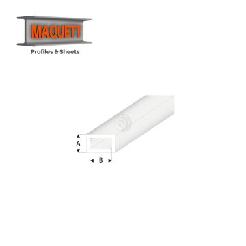 Maquett Styreen profielen - Rechthoekige buis - Lengte: 330mm - Transparant - 2,0x4,0mm/0.08x0.156"  (438-53-3-v)