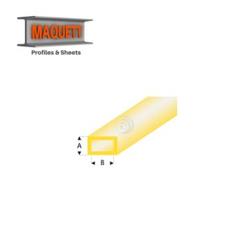 Maquett Styreen profielen - Rechthoekige buis - Lengte: 330mm - Transparant geel - 3,0x6,0mm/0.118x0.236" (440-55-3-v)