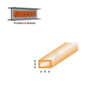 Maquett Styreen profielen - Rechthoekige buis - Lengte: 330mm - Transparant oranje - 3,0x6,0mm/0.118x0.236" (441-55-3-v)