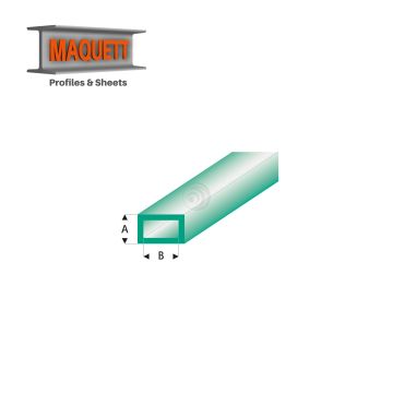 Maquett Styreen profielen - Rechthoekige buis - Lengte: 330mm - Transparant groen - 3,0x6,0mm/0.118x0.236" (444-55-3-v)