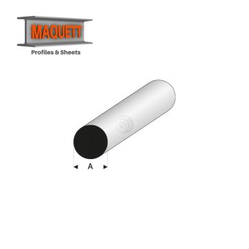 Maquett Styreen profielen - Ronde staaf - Lengte: 330mm - Wit - 1,25 mm/0.05" (400-51-3-v)