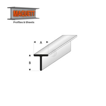 Maquett Styreen profielen - T-Profiel - Lengte: 330mm - Wit - 2,0x2,0/0.08x0.08"     (413-52-3-v)