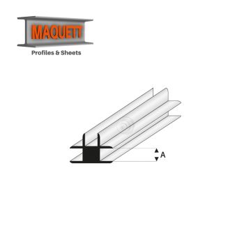 Maquett Styreen profielen - T-Verbinding - Lengte: 330mm - Wit - 4,0mm/0.156" (447-55-3-v)