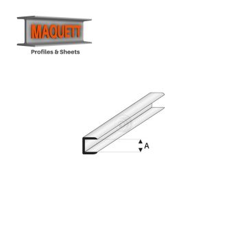 Maquett Styreen profielen - U-Profiel - Lengte: 330mm - Wit - 1,5mm/0.06" (446-52-3-v)