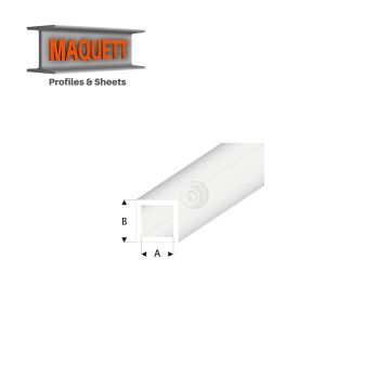 Maquett Styreen profielen - Vierkante buis - Lengte: 330mm - Transparant - 2,0x3,0mm/0.08x0.118"  (430-53-3-v)
