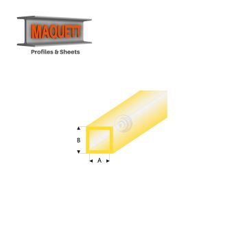 Maquett Styreen profielen - Vierkante buis - Lengte: 330mm - Transparant geel - 4,0x5,0mm/0.156x0.197" (432-57-3-v)