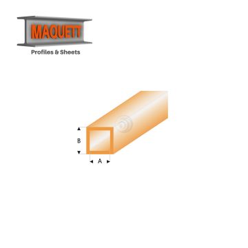 Maquett Styreen profielen - Vierkante buis - Lengte: 330mm - Transparant oranje - 2,0x3,0mm/0.08x0.118"  (433-53-3-v)