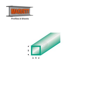 Maquett Styreen profielen - Vierkante buis - Lengte: 330mm - Transparant groen - 3,0x4,0mm/0.118x0.156" (436-55-3-v)