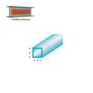 Maquett Styreen profielen - Vierkante buis - Lengte: 330mm - Transparant blauw - 4,0x5,0mm/0.156x0.197" (437-57-3-v)